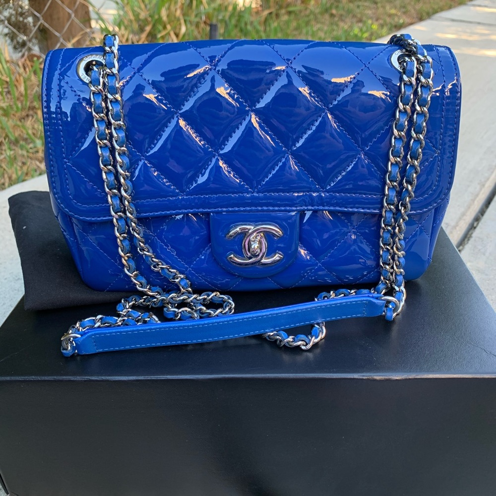 Authentic Chanel flap patent leather crossbody